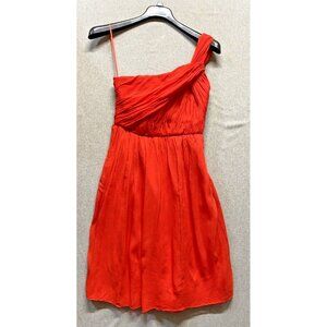 J Crew Womens Dress SIze 4 Sheath Above Knee One Shoulder Silk Orange Red
